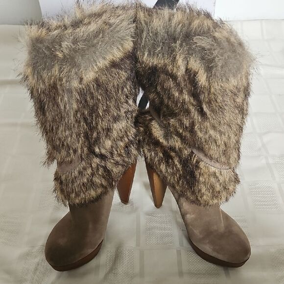 Nine West Women's Faux Fur Boots - Brown - Picture 10 of 16